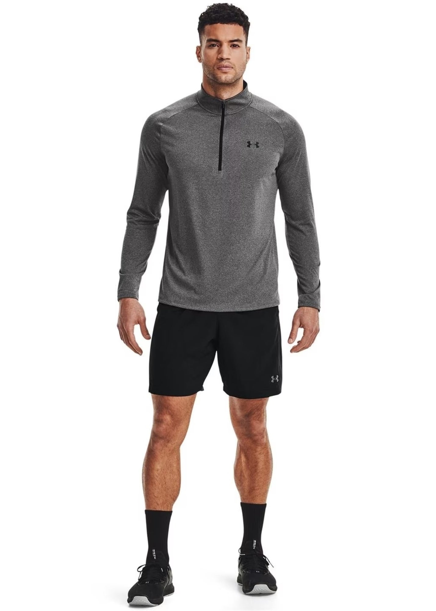 Under Armour Mens Tech Half Zip Top - Grey/Black - 1Q Image 3