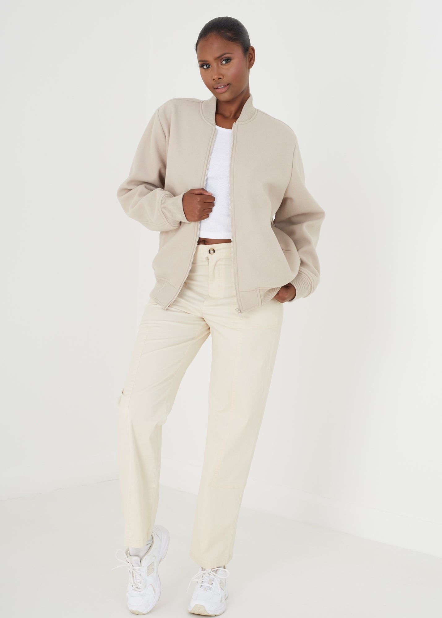 Brave Soul Beige 'Wrenley' Faux Wool Bomber Jacket - 008 Image 3